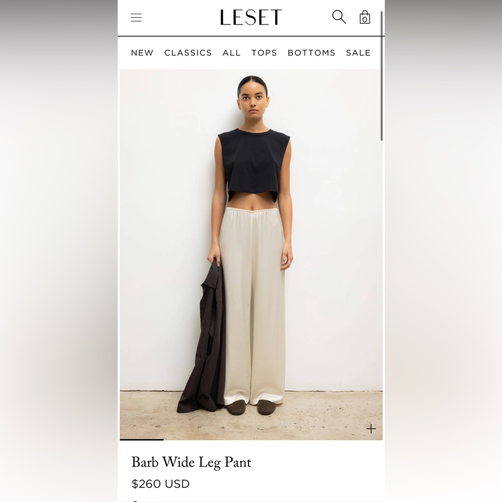 LESET Cream Wide-Leg Pants